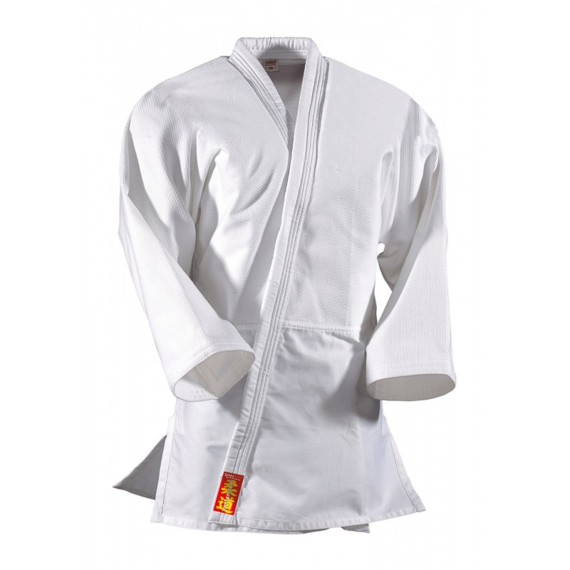 Judogi Enfant DanRho Avec Bandes Épaules - Taille 110 à 180 Cm - 100% Coton Oeko-Tex - Kimono Judo Blanc
